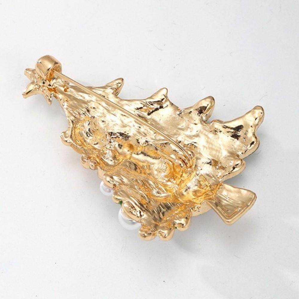 Classic Christmas Tree Brooch Vintage Style Enamel Plant Pins Lightweight Rhinestone Brooch  Party