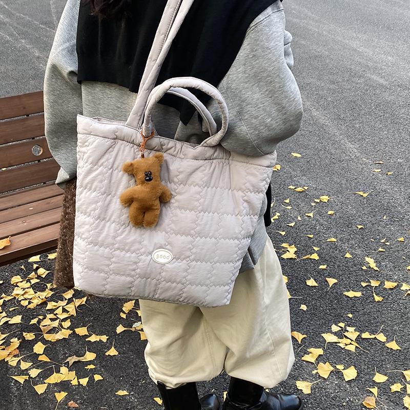 2025 Trend Plaid Cotton Large Capacity Women's Shoulder Tote Bag