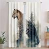 Vintage Cheetah Leopard Print Curtains Africa Wildlife Tropical Jungle Design Semi Transparent Polyester Drapes Li Set Of 2 Made