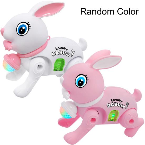 2023 Rabbit Toy Music Lovely Luminescent with Traction Rope Attract Attention Entertainment Learning Crawling Cartoon Electronic Walking Rabbit Toy