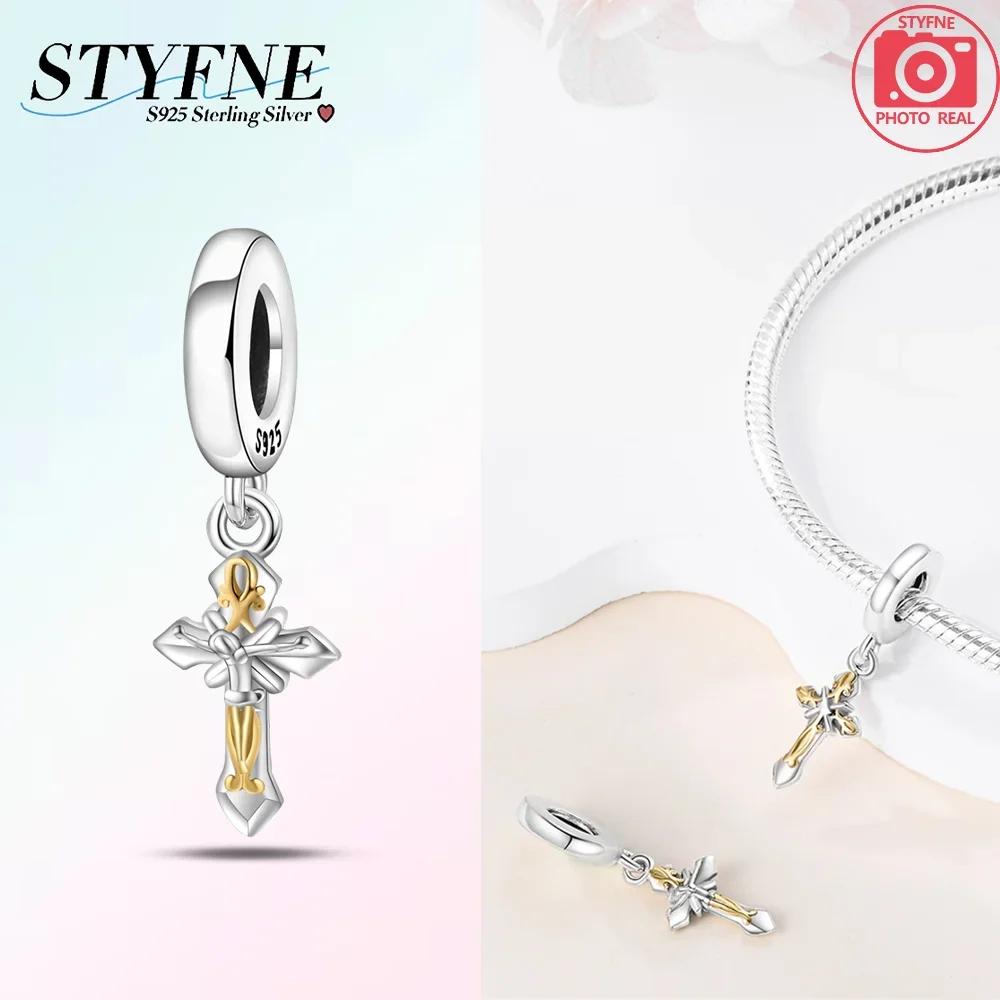 Blue Copper Beads Zircon Sunflower Purple Blue Cross Charms Fit Original Pendant Bracelet Women Jewelry