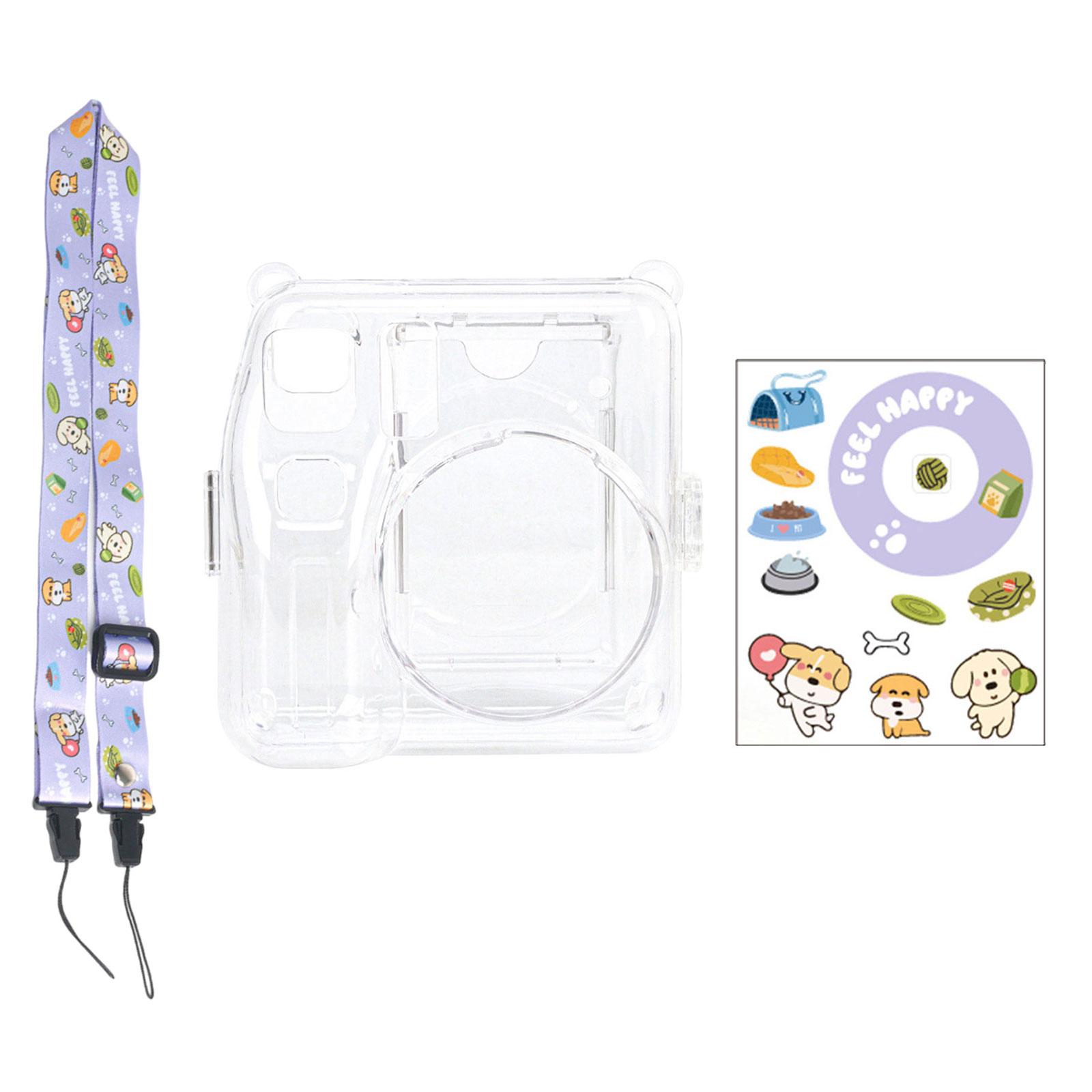 

Защитный прозрачный чехол для камеры Fujifilm Instax Mini SE, держатель для камеры с карманом для хранения пленки, регулируемый ремешок, наклейка D