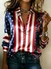 Camicia rétro a righe contrastanti in raso a maniche lunghe, camicia da pendolare temperamentale americana rétro, larga e sottile