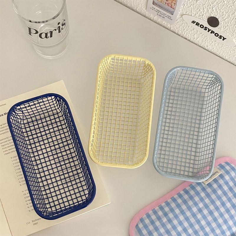 Metal Storage Basket Desktop Sundries Organizer Photocards, Stationerry,Make Up Sorting Holder Office Home Suppliers