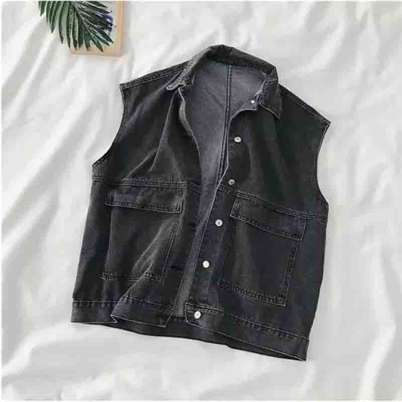 Denim Vest Coat Women's Spring and Autumn Loose Korean Style Waistcoat Outer Wear Vest Top Sleeveless Coat Casual Jacket