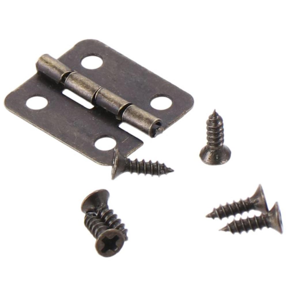 60 Pieces 300pcs Screws Mini Hinges Bronze Retro Hinges Tiny Hinges  for Dollhouse Door Crafts Box