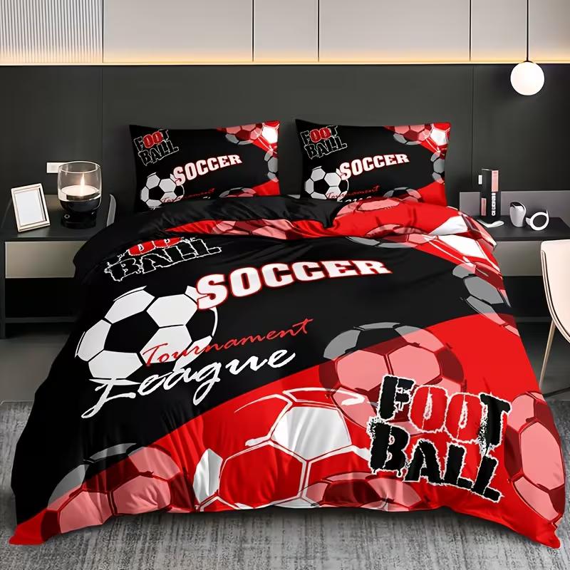 

Soccer Football Bedding Set Sport Down Duvet Cover Queen King Double Duvet Cover Pillowcase 2/3pc Gift Soft Bedroom Decoration Baby 100x135cm
