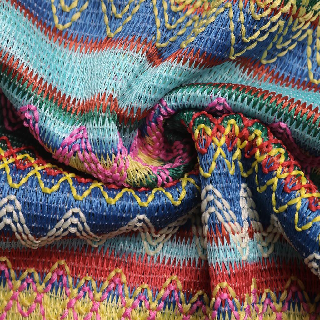 Damenkleid Lässig Gestreiftes Urlaubskleid Ärmellos mit Eckigem Ausschnitt