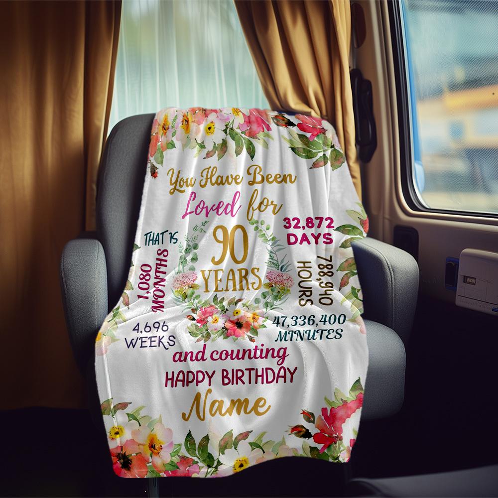 Floral Birthday Celebration Customize Your Name Rv Blanket Soft Cozy Lightweight For All Seasons Perfect Gift For Friends' Birthdays Camping Picnics
