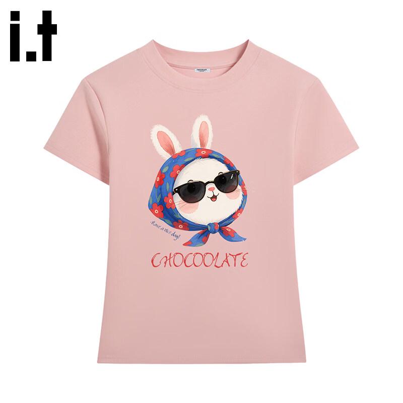 CHOCOOLATEit Cartoon Rabbit Print Slim-Fit T-Shirt L