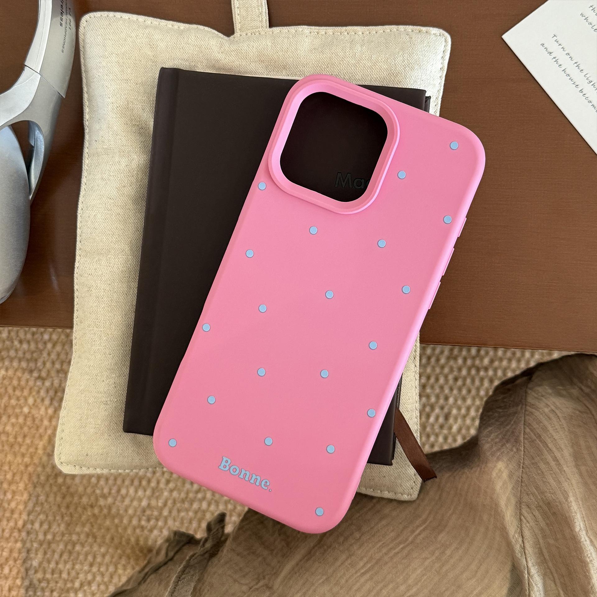 

Подходит для iPhone16 Чехол для телефона Apple 17promax Простой однотонный в горошек 1314 Корейский 12 Силиконовый 13