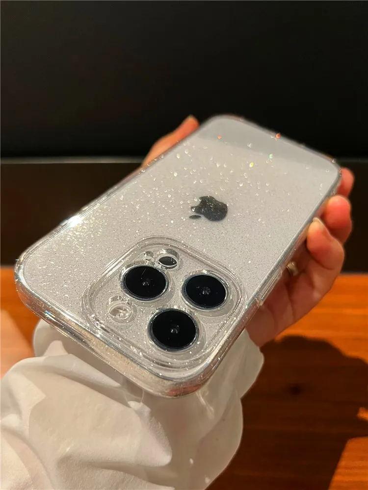 

Роскошный Блестящий Прозрачный Чехол для Телефона для iPhone 11 12 13 14 15 16 pro Max X XR XS 7 8 Plus SE Мягкая Прозрачная Силиконовая Накладка For iPhone 13 pro