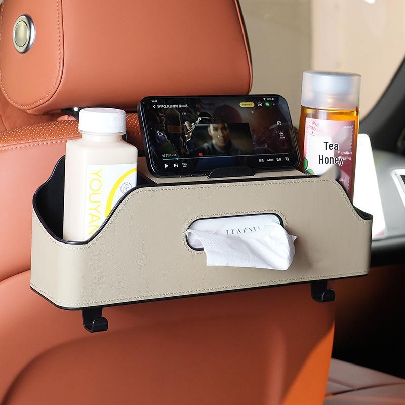 

Многофункциональный органайзер на спинку автомобильного сиденья с коробкой для салфеток бежевый