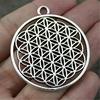 2 Stück 47x42mm Runder Samen des Lebens Anhänger Runder Blüte des Lebens Anhänger Charm Geometrische Heilige Mandala Anhänger Anhänger für Armbänder
