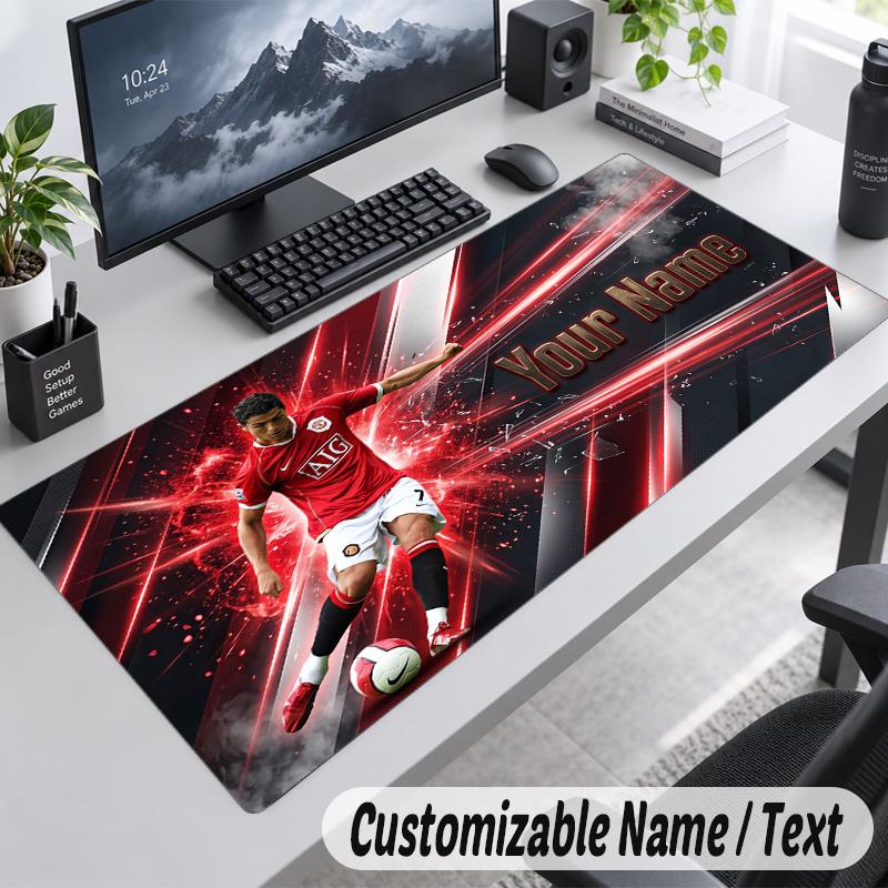 Custom Name Text Mouse Pad Cristiano Ronaldo Personalized Desk Pad For Work And Gaming