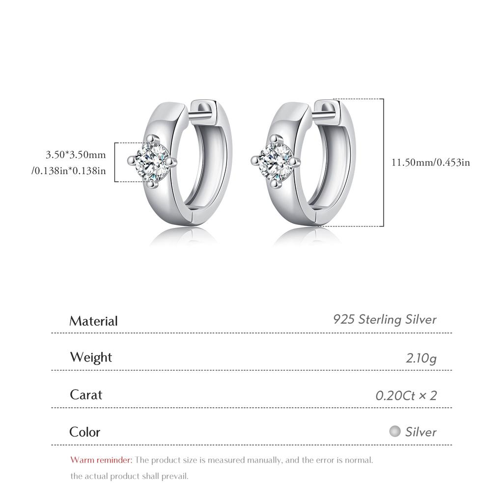 Round Moissanite Ear Buckles Lab Diamond 925 Sterling Silver Engagement & Wedding Hoop Earrings for Women Fine Jewelry Gifts