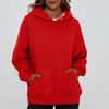 Ladies' Fashionable Solid Color Casual Hooded Pocket Long Sleeved Top