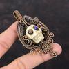 Howlite Pendant Copper Wire Wrapped Pendant Skull Bone Face Pendant Titanium Bead Eyes Jewelry Gemstone Pendant Handmade Copper Wire Jewelry