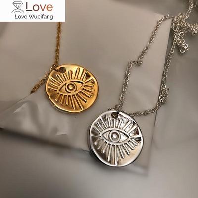 Boho Evil Eye Münze Halsketten Anhänger Farbe Runde Halsketten Für Frauen Männer Edelstahl Charme Geometrie Schmuck Party Geschenke