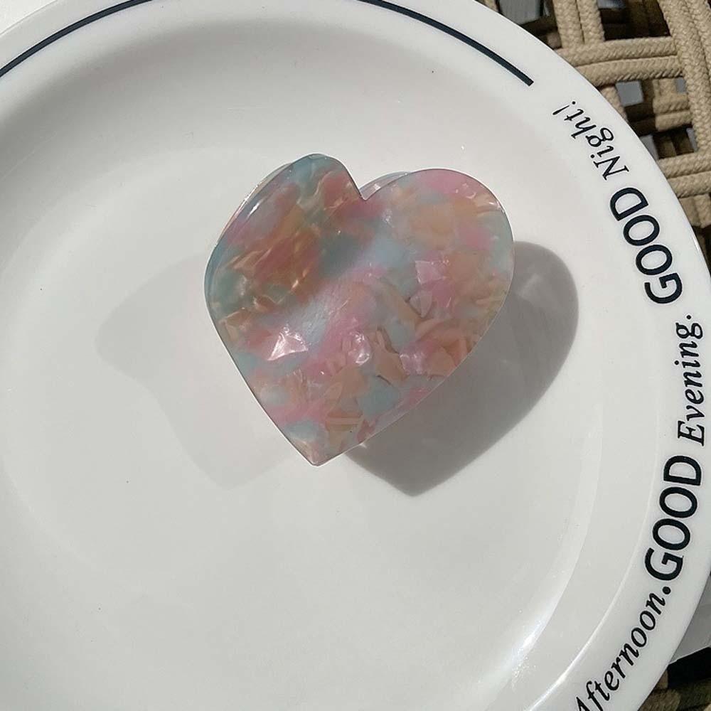 Elegant Acetic Acid Hair Claw Acrylic Plaid Hair Claw Fashion Heart Shark Clip  Friends