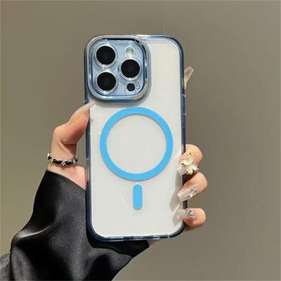 Transparente Hülle mit Acrylbeschichtung für Magsafe für iPhone 16 15 14 13 Pro Max Plus magnetische Abdeckung für kabelloses Laden Objektivschutz