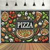 2D Flat Single-piece Food-themed Pizza Party Background Cloth Birthday Banner and Flag Supplies