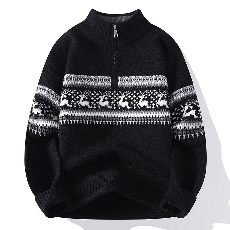 Zútulněte se Pánský pulovr se čtvrtinovým zipem Ležérní pletený polo svetr na zip Ženy Muži Unisex Ladící párové ošklivé vánoční svetry