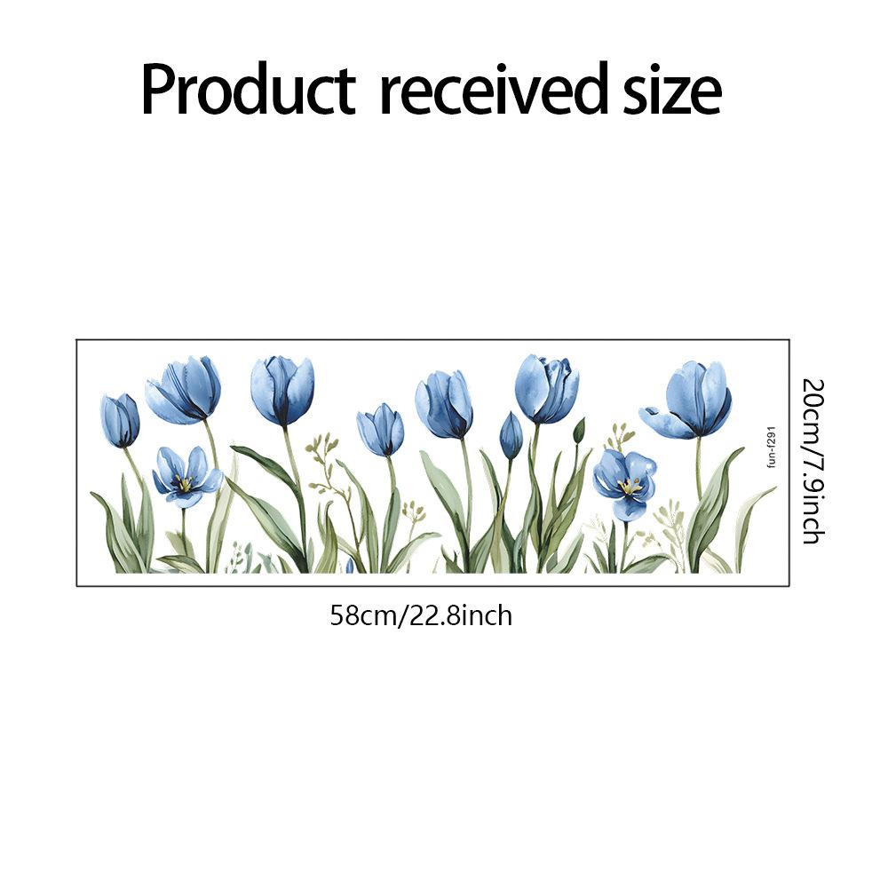 

Окрашенные синие тюльпаны, стеклянные дверцы шкафа с красивыми декоративными наклейками на окна 20*58cm/fun-f291