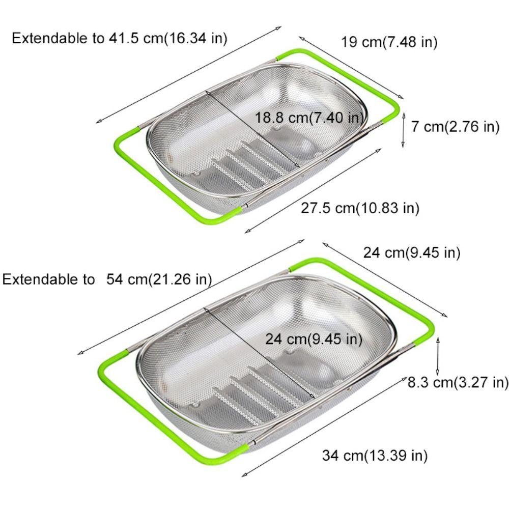 Non-slip Handle Sink Drain Basket Scalable Vegetables Draining Racks Strainer Basket  Rinse Fruit
