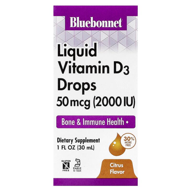 Liquid Vitamin D3 Drops, Citrus, 50 Mcg (2,000 IU), 1 Fl Oz (30 Ml)