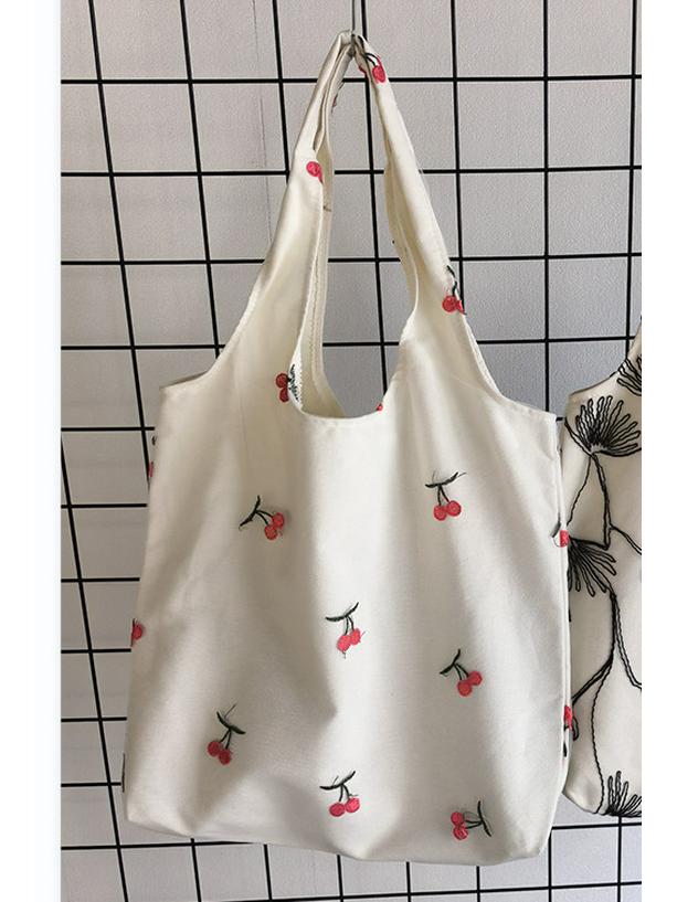 Elegant Black Butterfly Embroidered Canvas Bag - Large Capacity, Versatile Shoulder Bag for Women