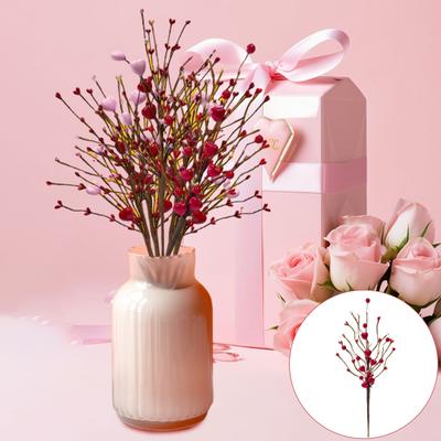 Umělé stonky bobulí Dekorace Živé barvy Realisticky vypadající Valentýnská párty Umělá srdce Květiny Party Ornamenty