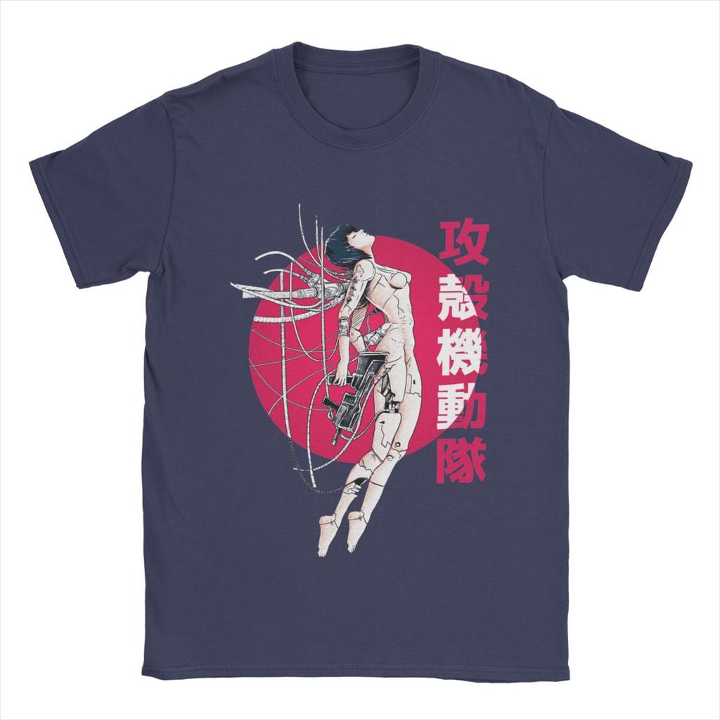 Ghost In The Shell Sun T Shirt for Men 100% Cotton Amazing T-Shirt Crew Neck Anime Manga Tees Short Sleeve Clothes Plus Size
