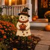 Metal Ghost Garden Accents Halloween Cute Ground Stakes, Yard Art Sculpture with Pumpkin/Broomstick Elements for Outdoor Path Markers Lawn And