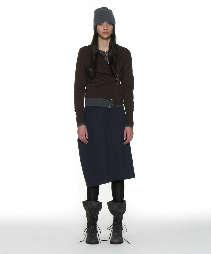 Partimento Woman Asymmetric Drape Panel Midi Skirt_Dark Navy