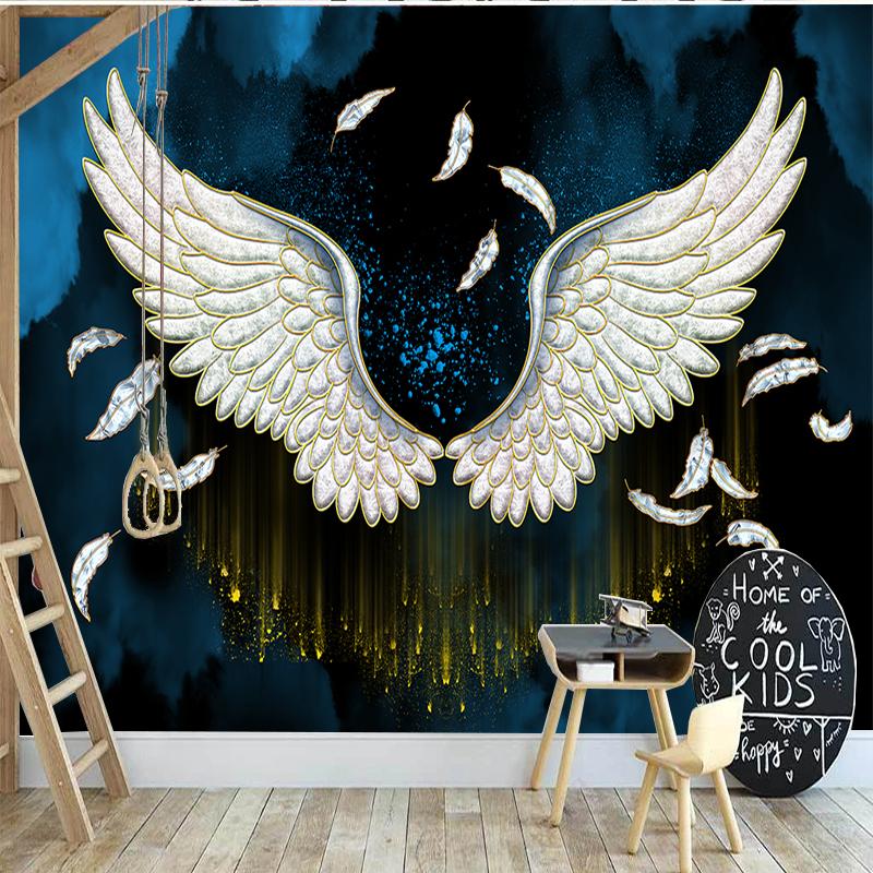 3D Mural Wallpaper European Angel Wings Oil Painting 3D Background Wall Decoration Living Room Bedroom Home Home Frescoes