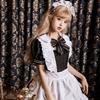 Socpuro Niedliches Maid Lolita Moe Kleid Schürze Maid Café Cosplay Schwarz und authentisches Maid Alltags-Schulkostüm Party Outfit, Lolita/Gothic Stil, + +