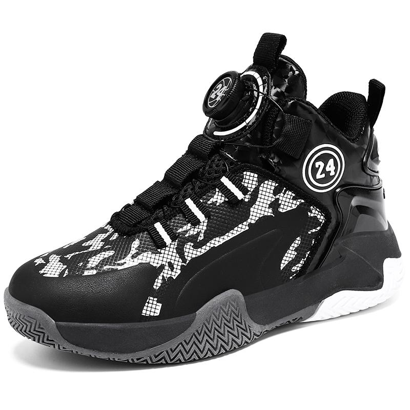 Pantofi noi de baschet pentru băieți pantofi pentru copii piele combat profesional pantofi de alergare buton rotativ antiderapanți pantofi sport