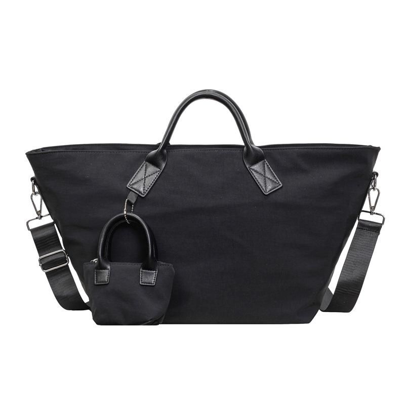Borsa a Tote in Tela di Grande Capacità per Donna, Borsa a Spalla Casual con Manico in Pelle