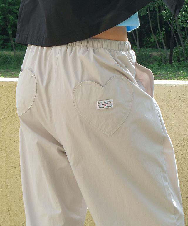 RONRON Back Heart Stitch Pocket Banding Pants[6Color]