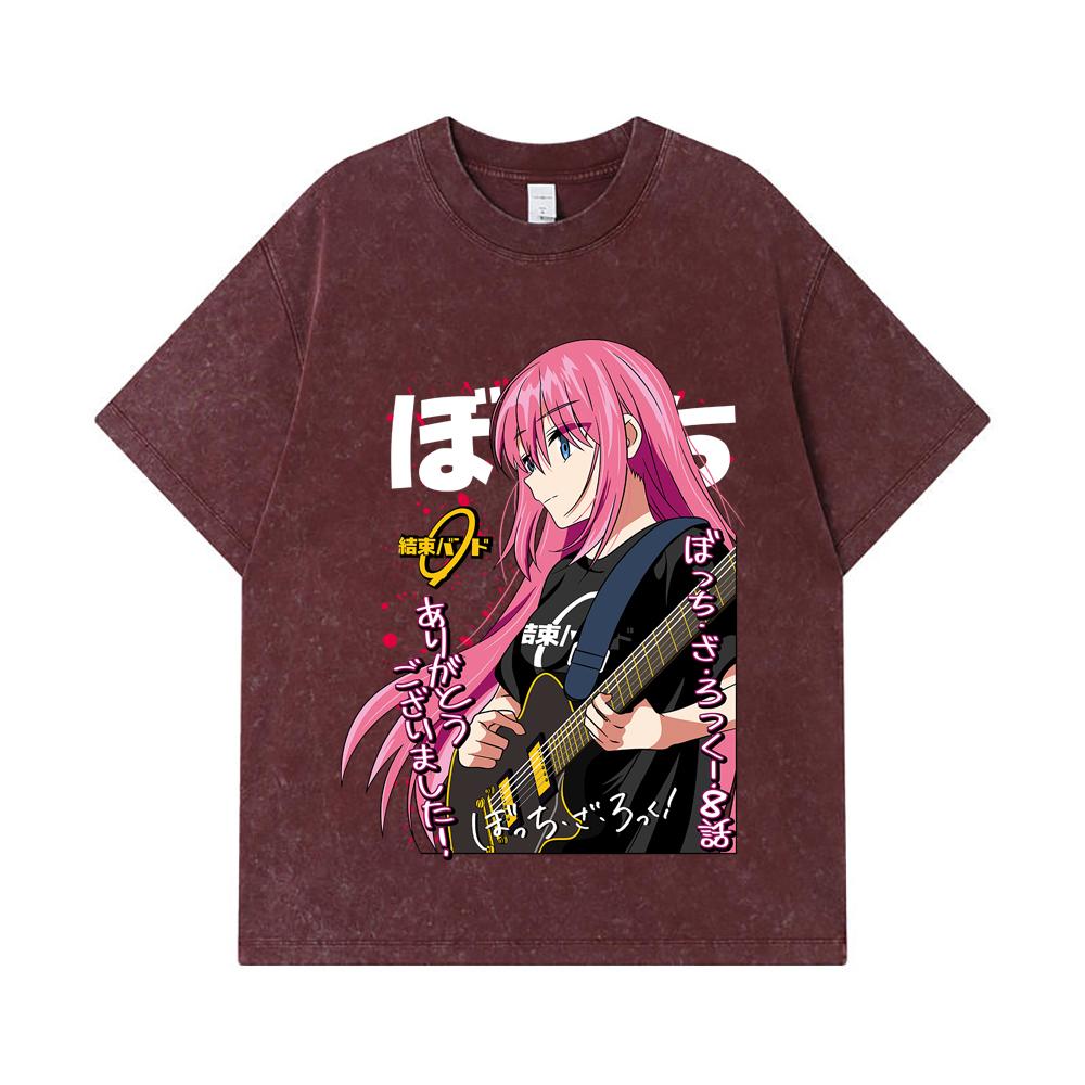 275 GSM Washed T-shirts 100% Cotton Bocchi The Rock V4 Print Unisex Heavy Cotton T Shirt