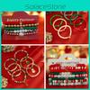 Christmas Letter Beaded Bracelet Set With Geometric Resin Handcrafted Design For Women