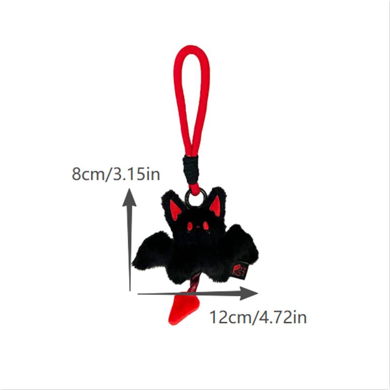 Cute Halloween Bat Little Devil Plush Doll Toy Keychain Lanyard Bag Pendant Backpack Hanging Ornament Keyring Girl Birthday Gift