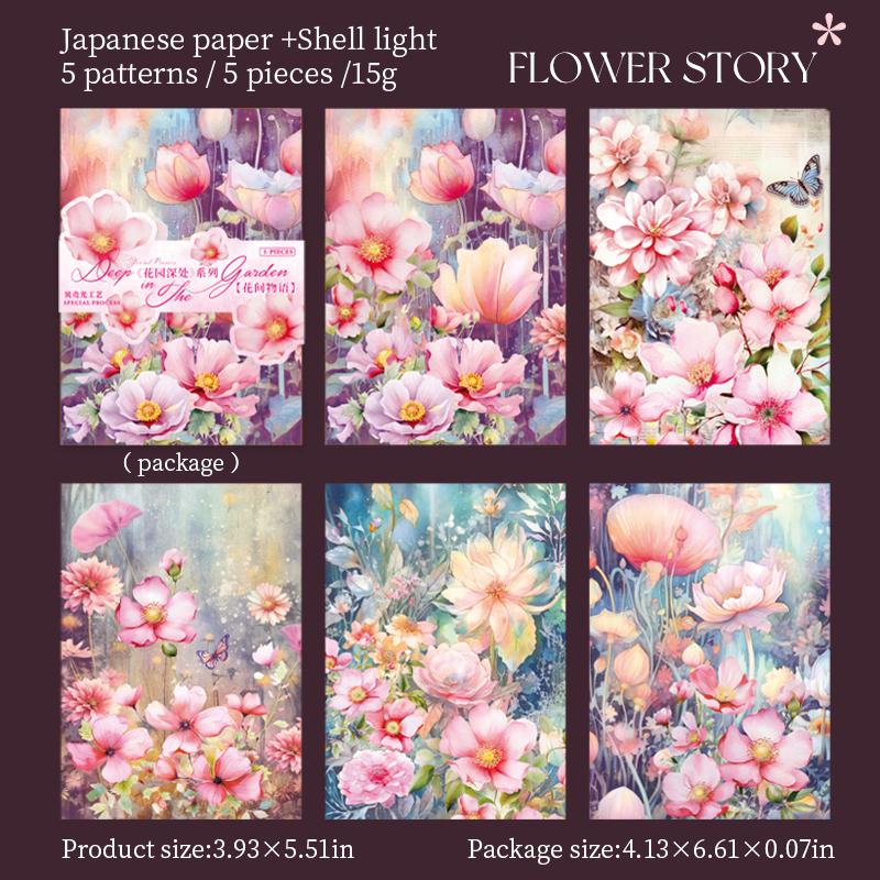 5 Pcs INS Bronzing Flowers Plant Background Stickers Decorative Diary Album Scrapbooking Material