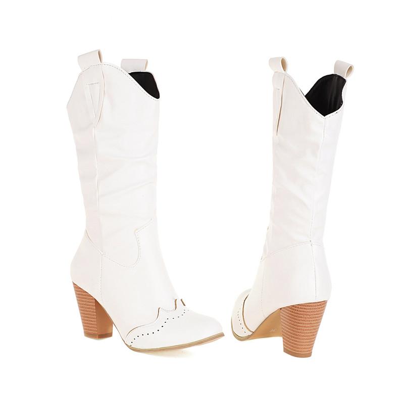 

Женские короткие ботильоны на высоком каблуке, новые осенне-зимние, резные, в британском стиле, на толстом каблуке, больших размеров, повседневные короткие ботильоны 48 белый