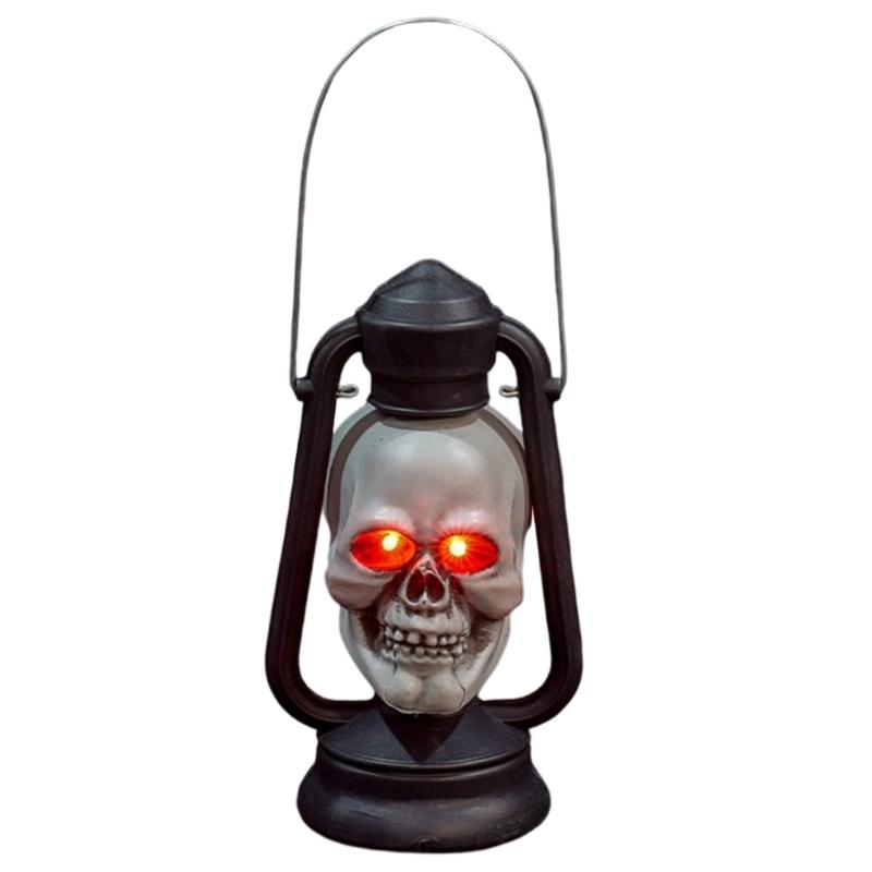 Retro Style Skull Head Light Handheld Skeleton Head Light Halloween Decoration With Handle For Home And Outdoor Parties