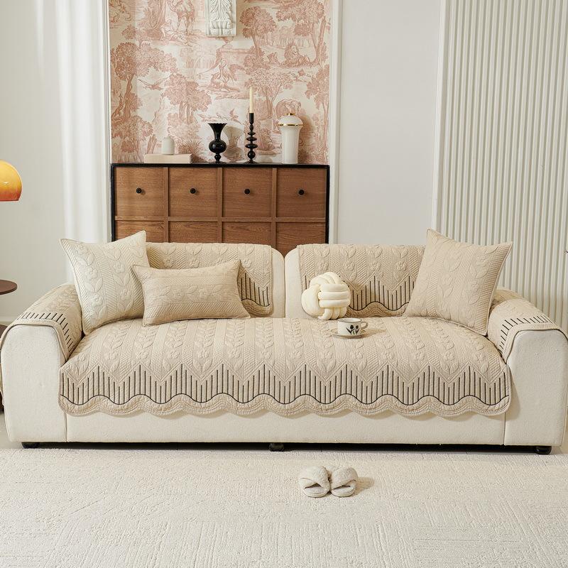 Washed Cotton Four-Season Universal Sofa Cushion, Non-Slip Pure Cotton Seat Cushion, Nordic Modern Fabric Sofa Towel Cover Cushion
