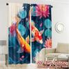 2pcs, 2D FLAT PRINTING Curtains (Without Rod) Koi Harmony Popular Curtain Fabric Versatile Fabric Curtains Room Decor Use for