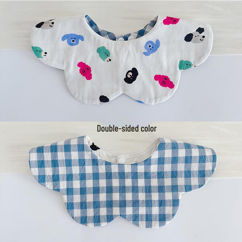 Korean Style Double-Sided Gauze Baby Drool Bib - Newborn Petal Design, Breathable