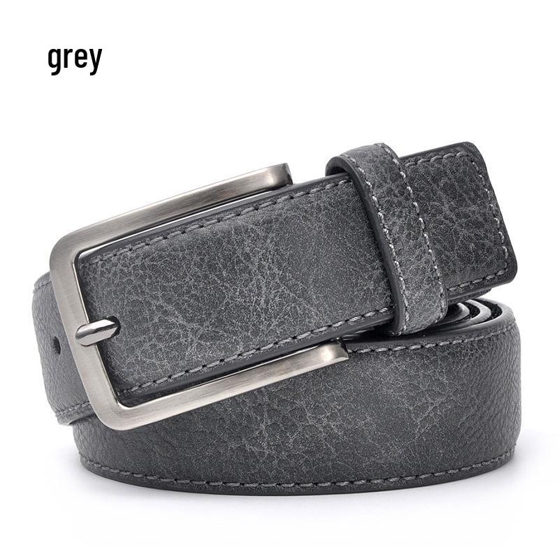 

Мужской ретро кожаный ремень с пряжкой-штифтом 120 cm серый